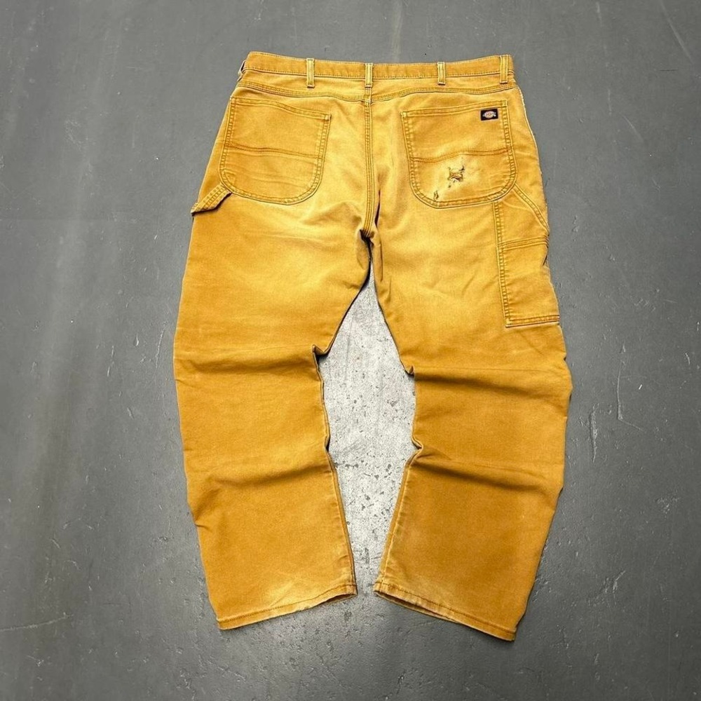 Vintage Dickies faded and distressed light brown baggy carpenter workwear pants